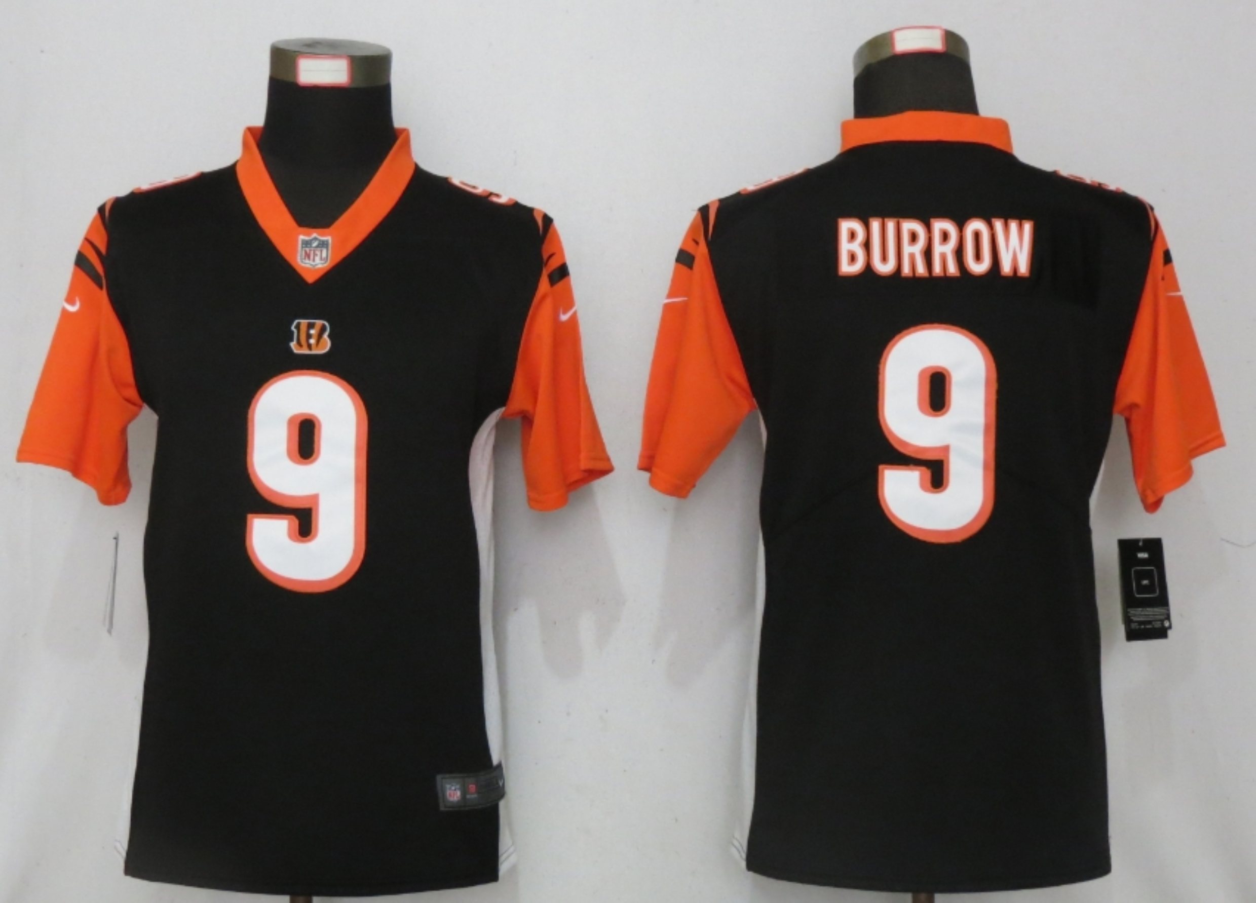 Women New Nike Cincinnati Bengals #9 Burrow Nike Black NFL 100 Alternate Vapor Elite Playe